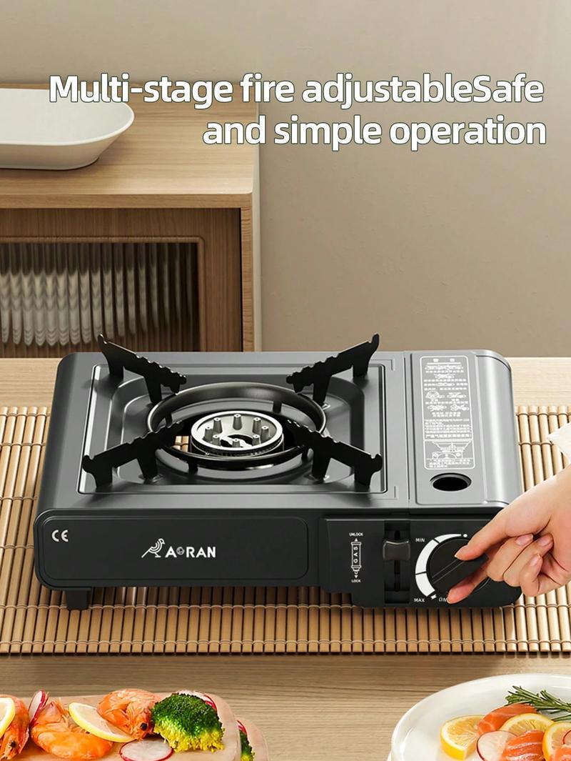 Butane Stove With Wind Deflector, Kitchen Gas Stove, Outdoor Grill, Automatic Ignition, Portable Gas Stove With Carrying Case (Fuel Not Included)