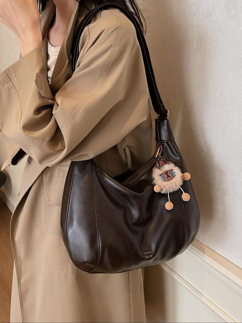 Women's Elegant Solid Color Tote Bag, Fashionable Large Capacity Shoulder Bag for Daily Used, Casual Trendy Versatile High-quality Daily Commuting Bag