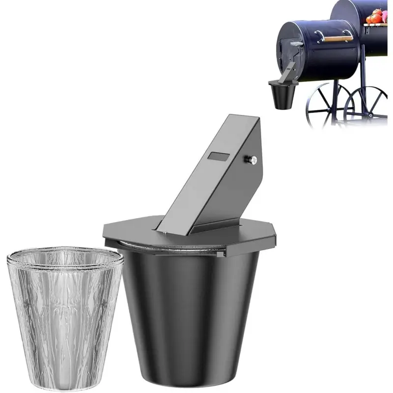 Grease Bucket for Pellet Grill, Drip Bucket with 2-Pack Disposable Foil Liners, Heavy-Duty Drip Pan with Heat-Resistant Coating, Grease Catcher with Leak-Proof Silicone Design for Outdoor Cooking (A)