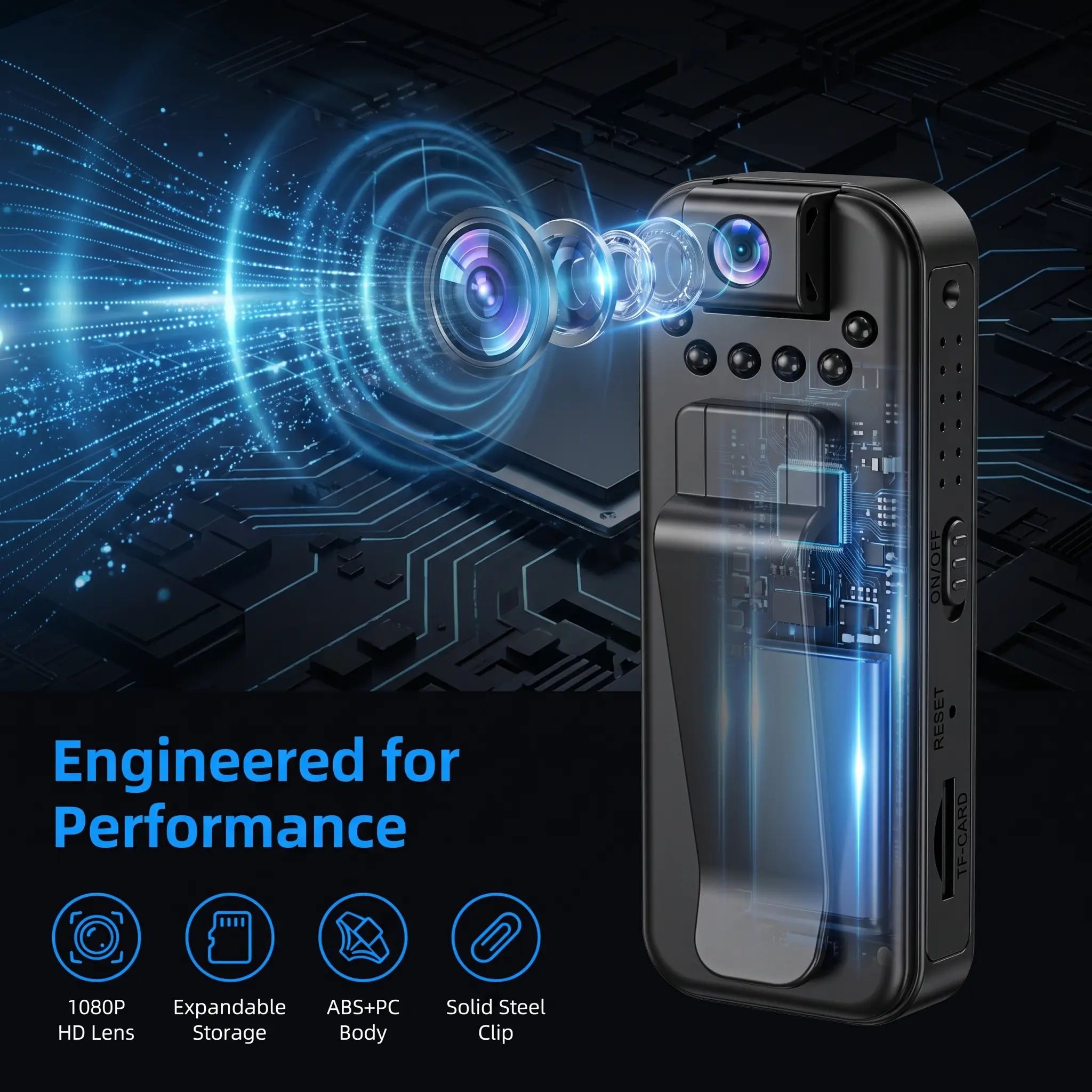 1080P HD Wearable Body Camera, Portable Mini Vlog Recording Camera with Infrared Night Vision, 180 °   Adjustable Rotatable Lens, Pocket Size Video Cam for Travel, Hiking and Outdoor Activities