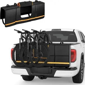Thick Tailgate Bike Pad for Mid-Size Pickup Trucks, 51" Wide Pad Fits 51"- 55" Tailgate Width, Holds Up to 5 Bikes, Tailgate Protector Cover with Storage Pocket - Black