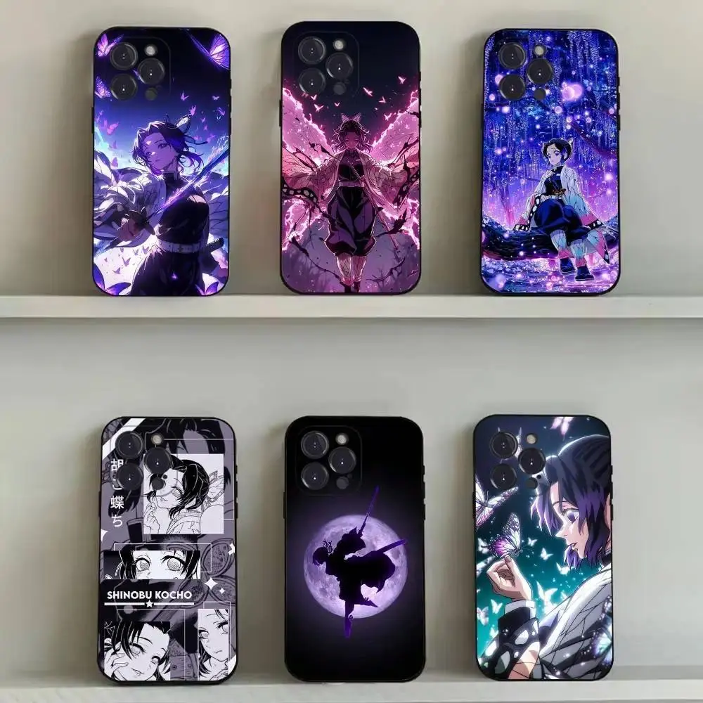 S-Shinobu Kocho Phone Case For iPhone 17 Pro MAX Air 16 15 14 13 12 11 Pro MAX,Soft Black Case