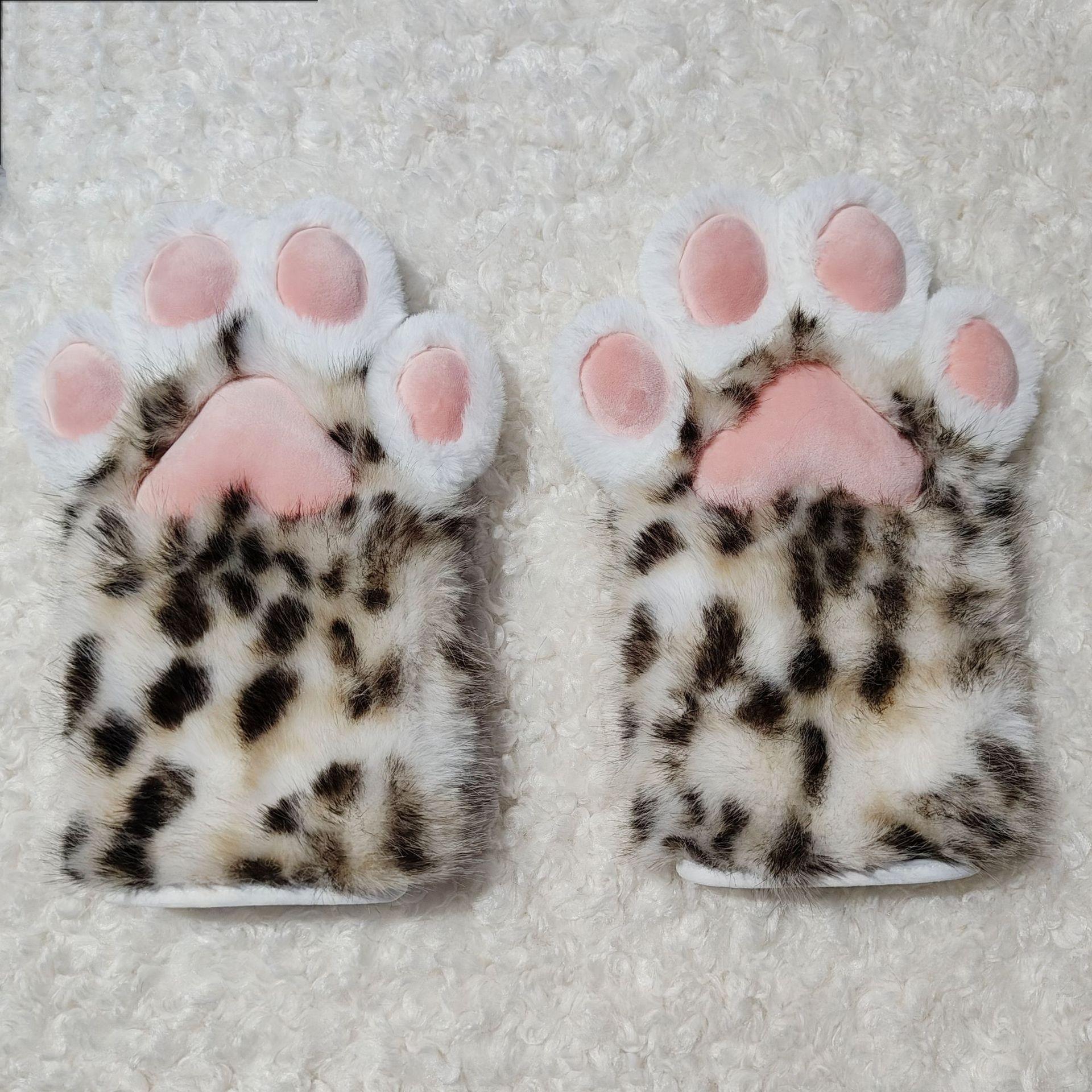 Fursuit Leopard Print Kigurumi Cat Paws Cartoon Plush Furry Cosplay Kig Costume Nail Tiger Claws Full Finger Performance Props