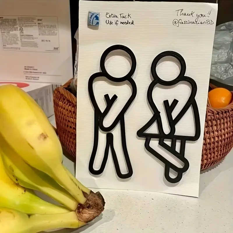 2pc Funny Decorative Bathroom Signs, Toilet Signal for Men and Women, Restroom Door Decor, Suitable for Restaurants, Hotels, Schools, Cafes, Acrylic Sign
