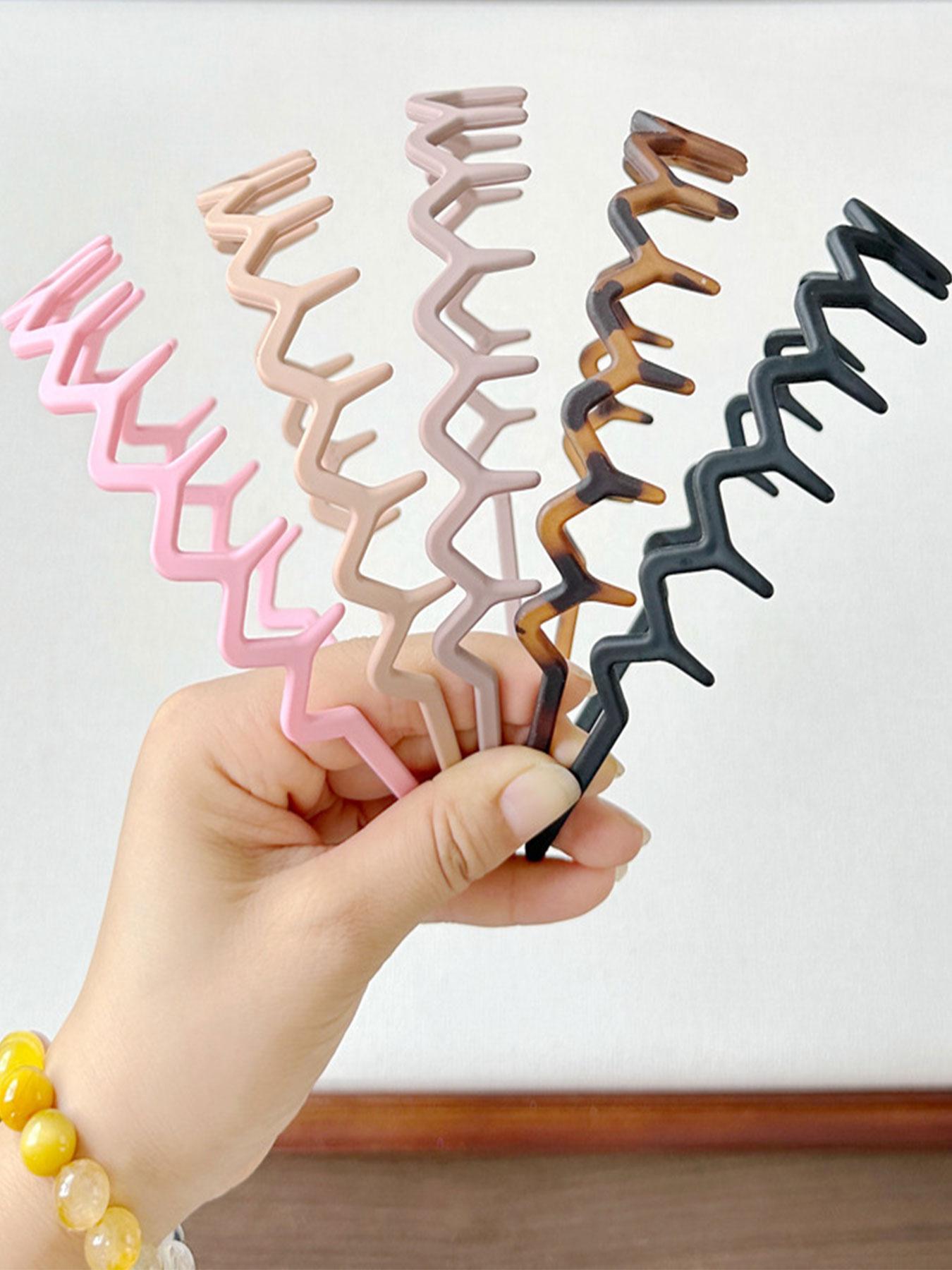 Wave Design Hair Hoop with Teeth, Fashionable Hair Accessories for Women & Girls, Minimalist Zigzag Headwear for Thick Hair, Zigzag Headband, Headbands Women, Plastic Headbands