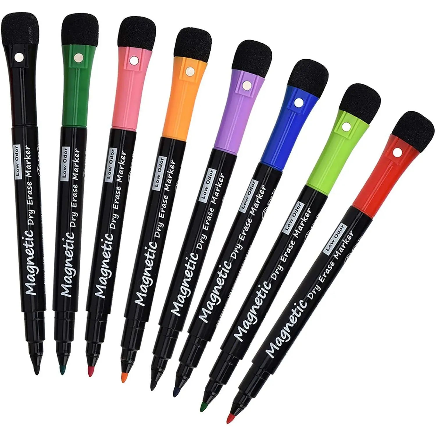 Dry Erase Markers, (8 Pack) Dealkits Low Odor White Board Markers Whiteboard Markers with Erasers for  Teacher Supplies for Classroom Work  White Board, Calender, Fine Tip Point