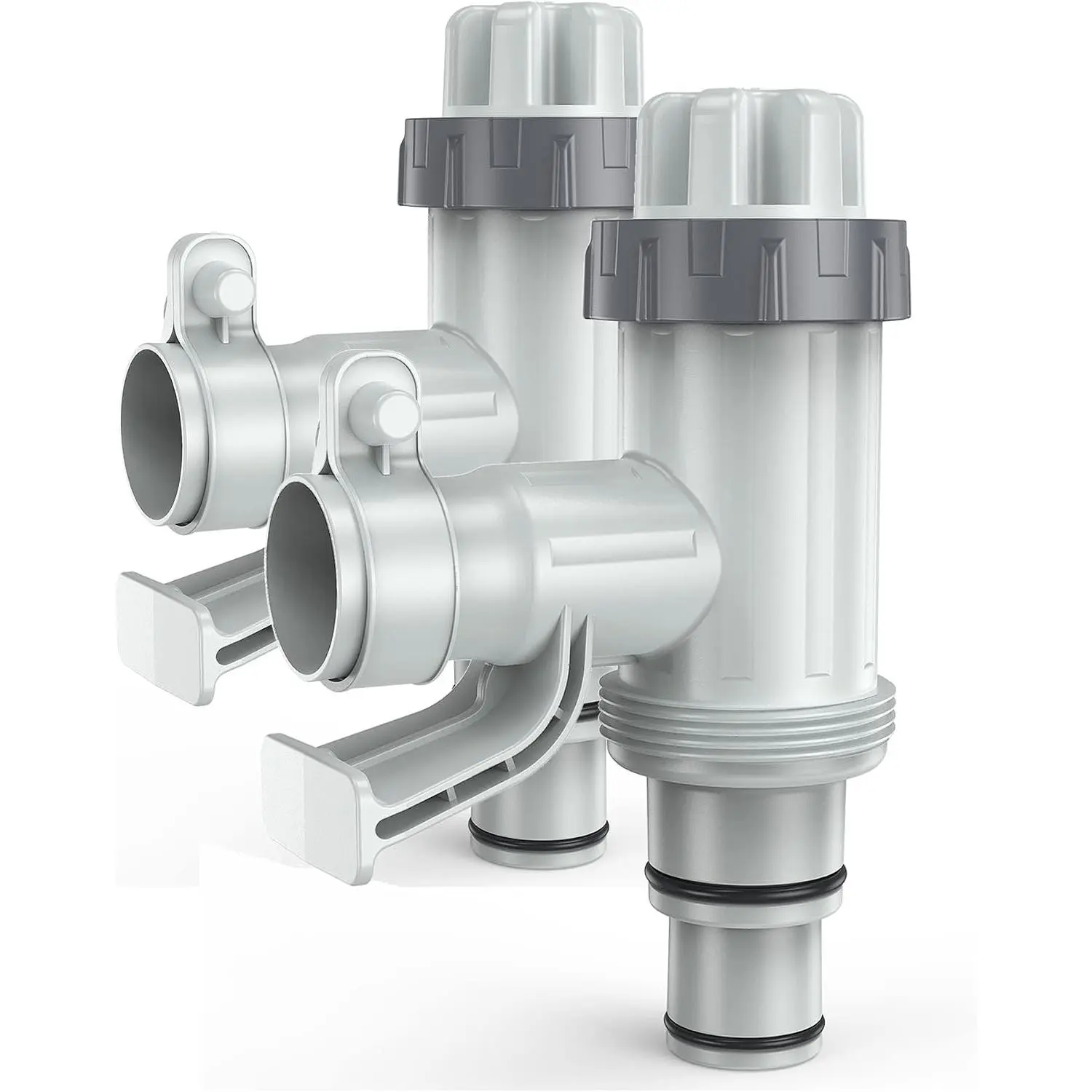 [PATENTED] 2-in-1 Plunger Valve for Above Ground Pool - Replacement Parts, Pool Accessories, 1/4 Inch Pool Pipe Holder with Plunger Valve (2 Pack, New)