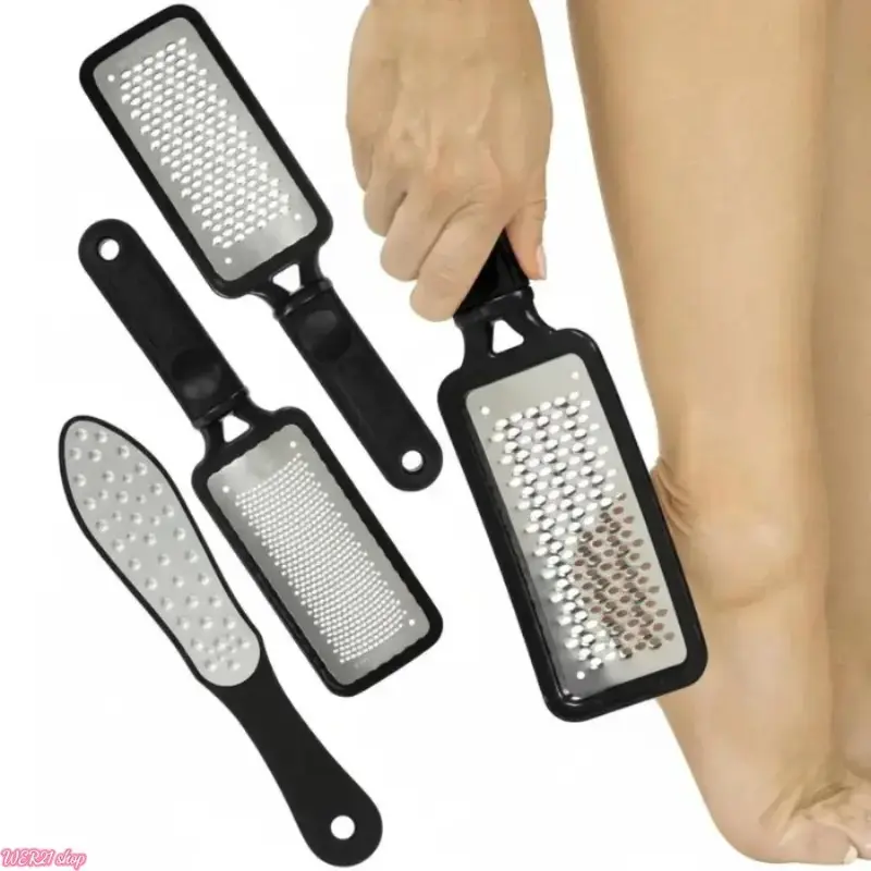 [WER21]3 Pack Foot File Feet Scraper for Dead Skin - Heel Grater, Callus Remover Scrubber Tool, Rasp for Cracked Heels - Stainless Steel Pedicure Filer for Men & Women - Use on Wet or Dry Skin 4-pack