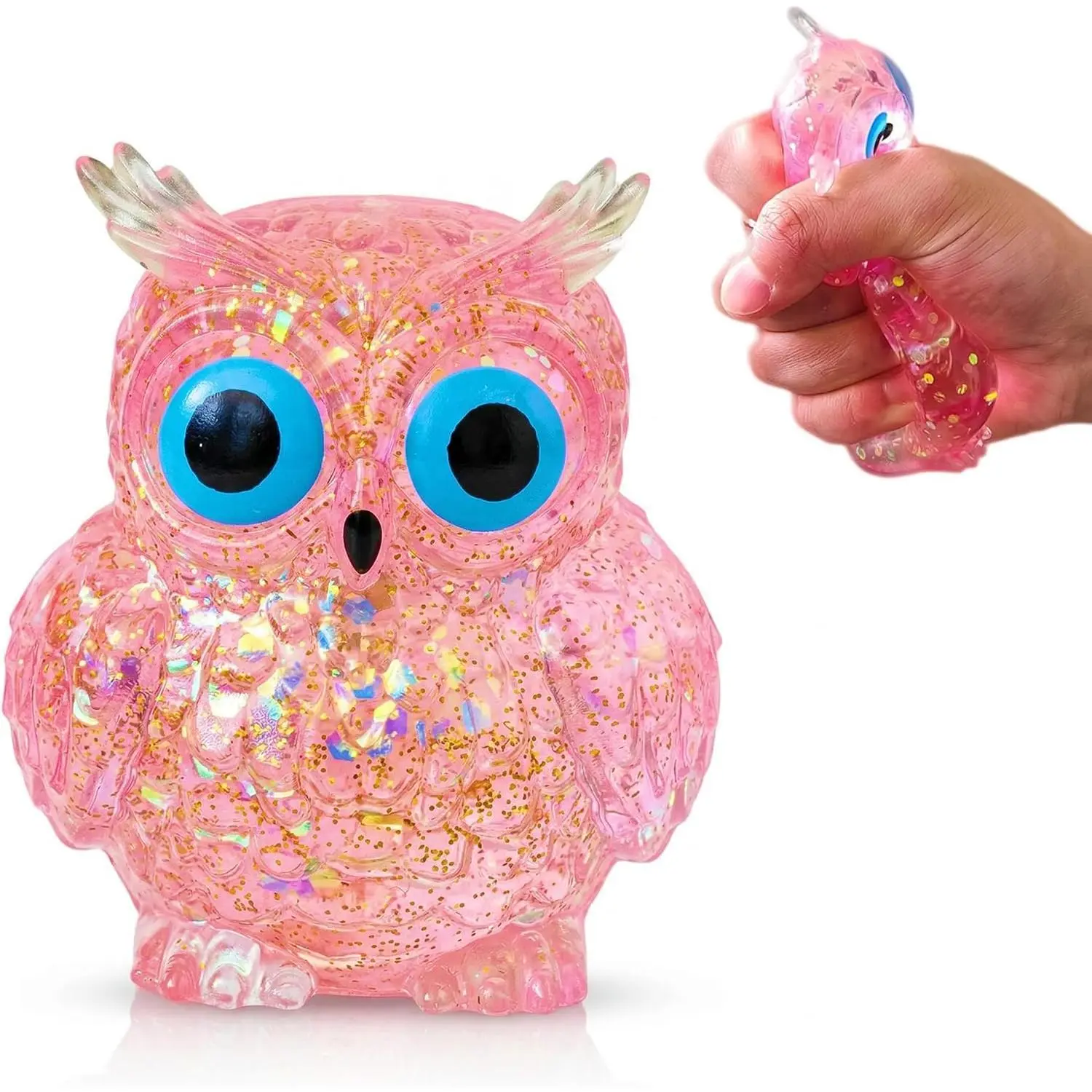 1Pcs Owl Sugar Stress Ball Squishy Toys Kids and Adults, Kawaii Squishy Stress Balls, Owl Sugar Ball Squeeze Toys, Party Favors Easter Basket Stuffers (Pink)