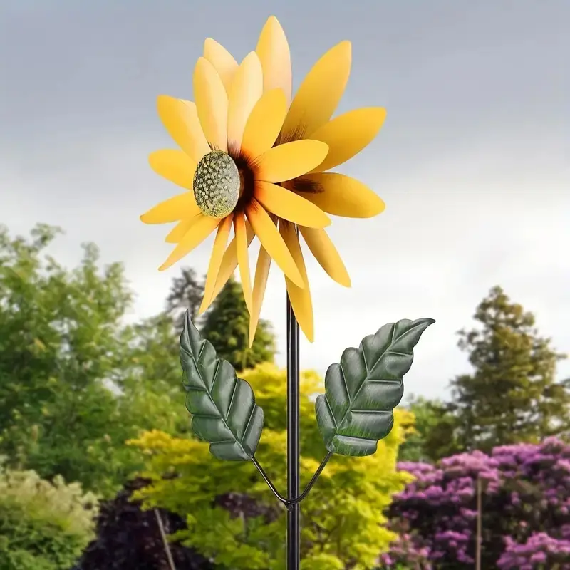 Sunflower Windmills Rotating Sunflower Decorative Wind Spinner Outdoor Lawn Decor For Yard And Garden Outdoor Art Decoration Yard Decor Wind Spinners
