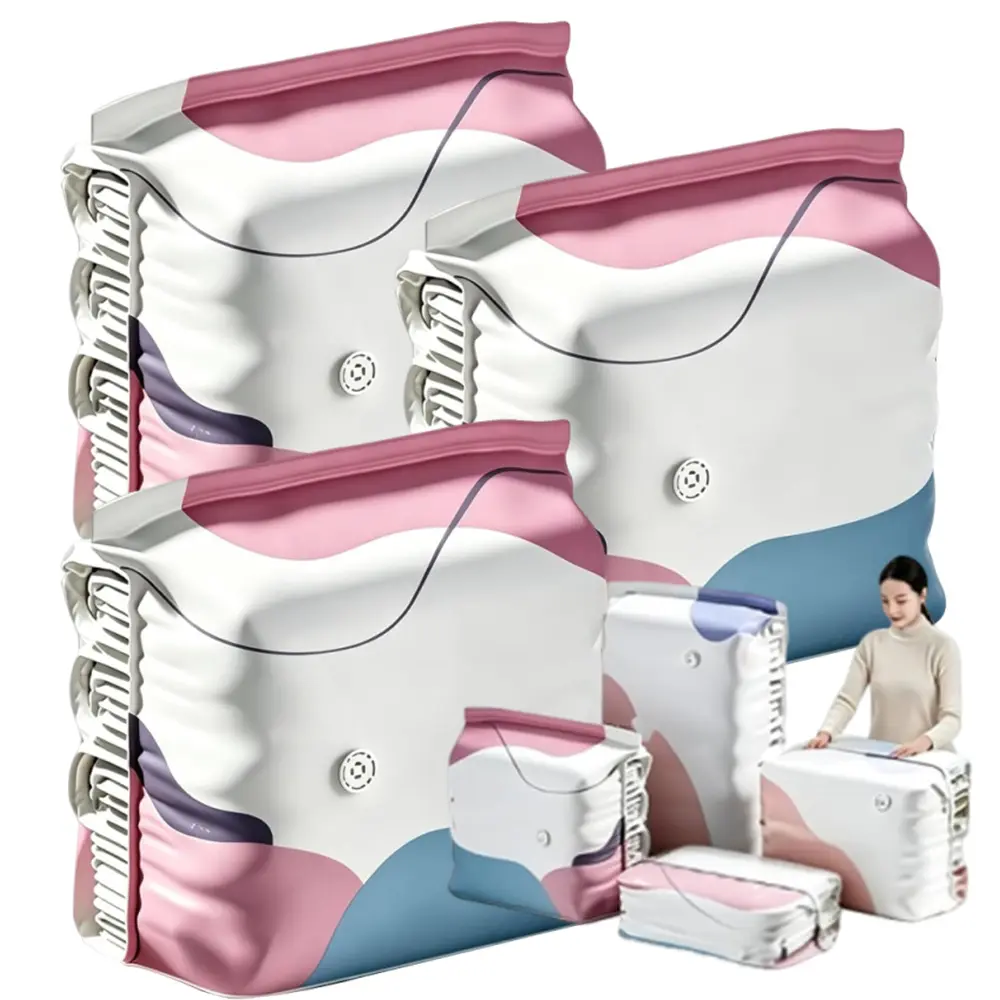No-Pump Seal Vacuum Compression Bags, Nylon Cube Storage Saver for Clothes Bedding Blankets Comforters, Press & Seal Closure, Space Saving for Moving Seasonal Storage Travel Multi Use