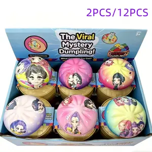 2Pcs/12Pcs Random Singing Girls Cartoon Character Dumplings Squishy Mystery, Popular Squeezy Dumpling Squishies Sensory Toy With Cage,Fidget Toy With Soft Texture, Slow-Rebound Stress Relieving, Surprise Blind Box, Birthday Gifts, Party Gifts
