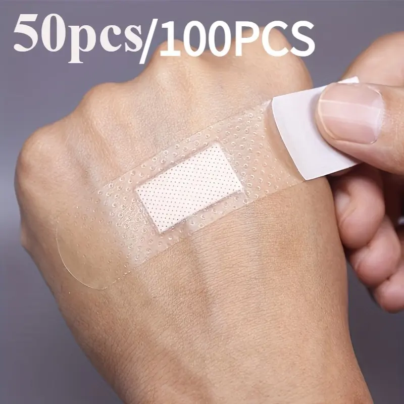 50pcs PE High-Elasticity Transparent Bandages Set - Universal, Polyethylene Material, Ideal for Home, Travel & Outdoor Activities