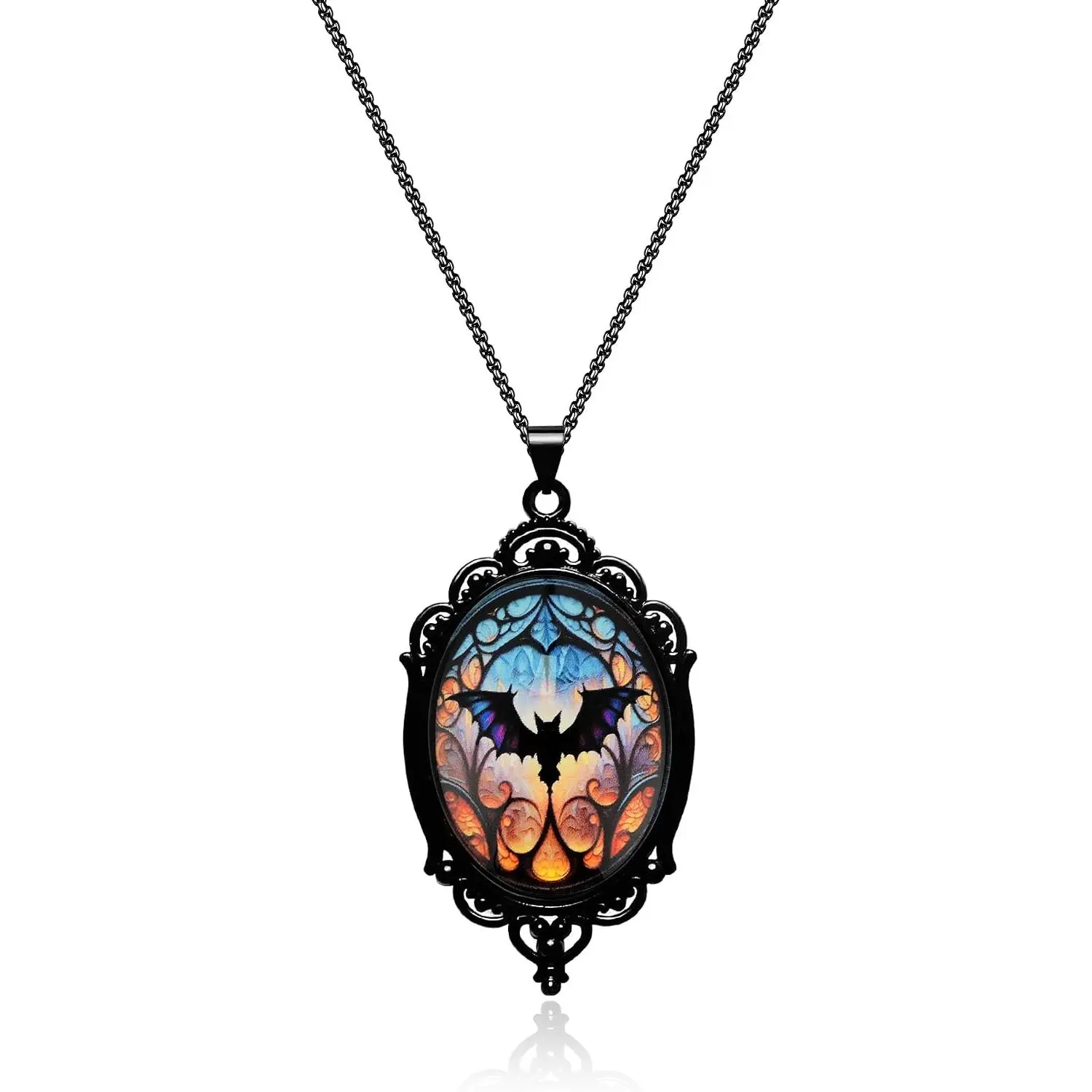 Gothic Necklace,  Raven Necklace as Goth Accessories for Halloween Costume  for Women, Bat Pendant Vampire  as Halloween Outfit Party Gifts