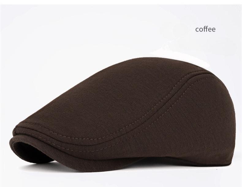 BIGWIG Men's Retro Cotton Flat Top Cap, Unisex Flat Top Sports Cap, Newsboy Cap, Gatsby Cap, Autumn/Winter Wool Plain Beret, Warm Front Cap, British Style Soft Top Newsboy Cap, Solid Color Hunting Cap, Driver's Cap