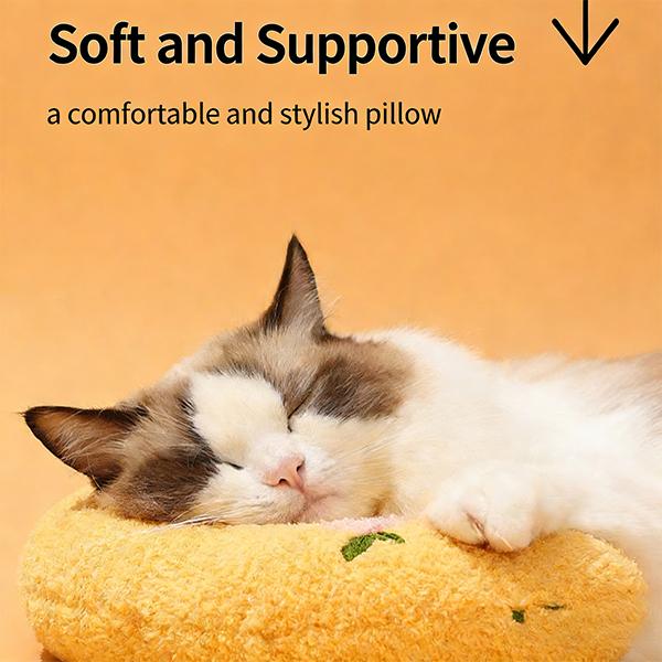  Cozy Cat & dog Sleeping Pillow, Cute U-Shaped Neck Support Pillow with Embroidery, Anti-Anxiety Pet Bed Cushion for Cats, Perfect for Crate, Couch & Travel  U-Shaped Cat Sleeping Pillow - Soft & Supportive