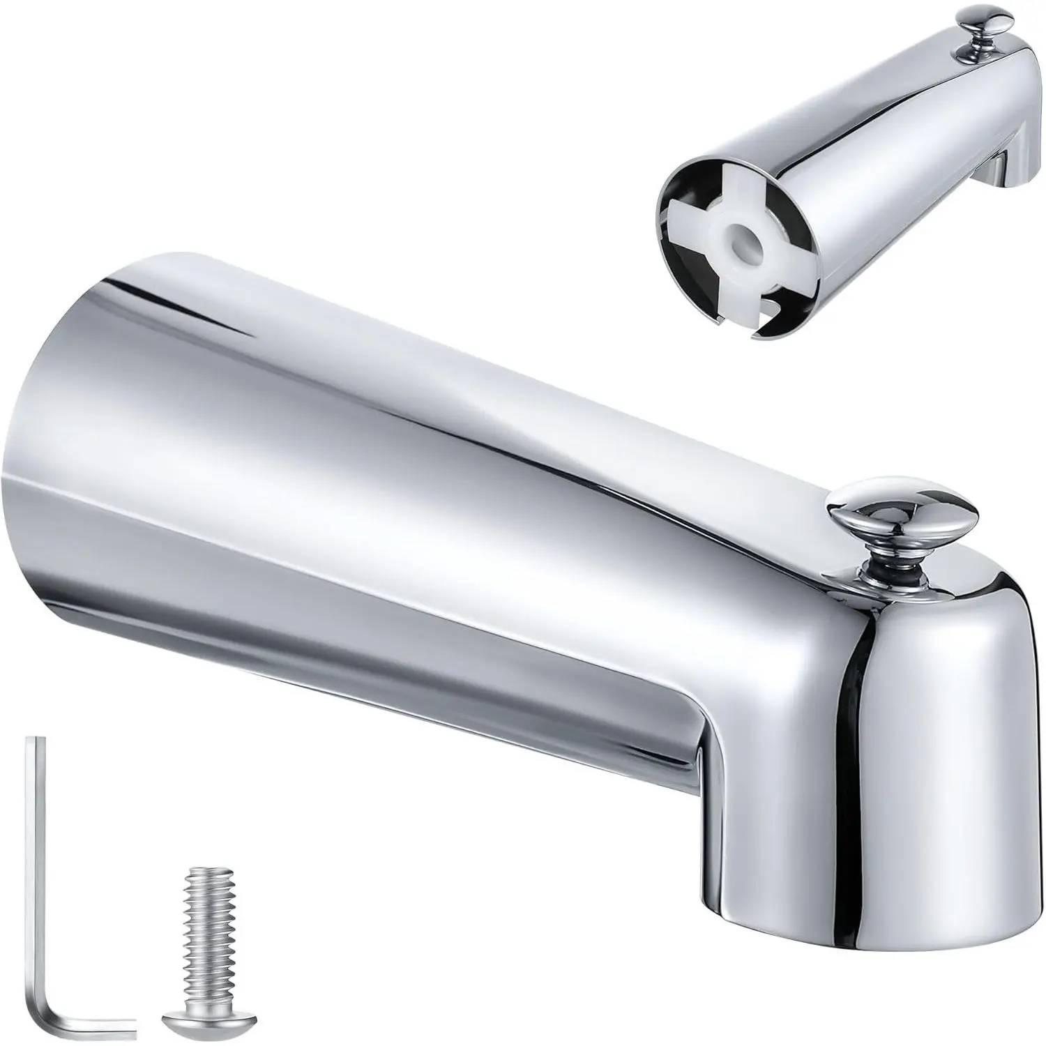 7" Slip on Tub Spout with Diverter Compatible with Moen, Chrome | Metal, Come with a Diverter, Compatible with Moen 3839/Moen 3853, Fits 1/2" Copper Water Tube(5/8" Diameter)
