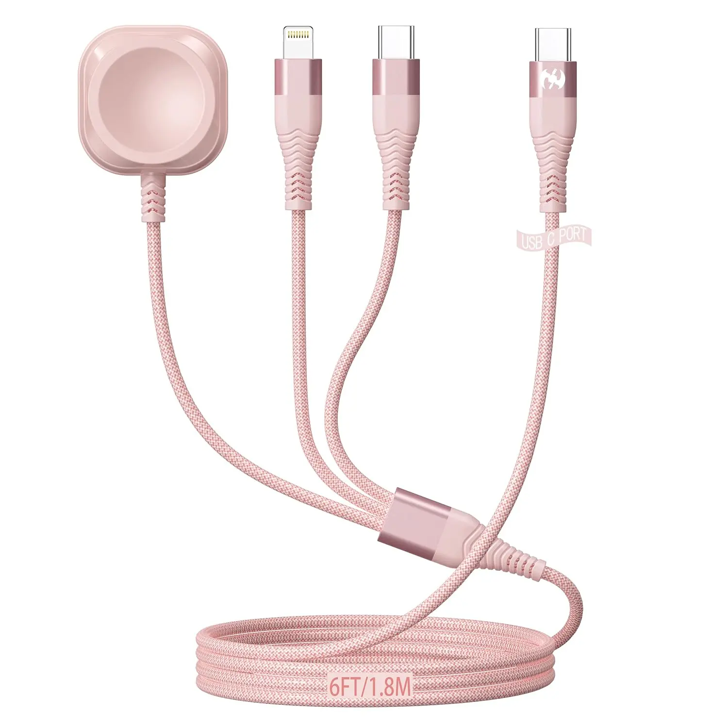 Apple Watch Charger 6FT Multi Charging Cable, Magnetic Nylon Braided USB C Port to Lightning Type-C Cord 3 in 1 Charging Wire Airpods iPhone iPad iWatch Phone