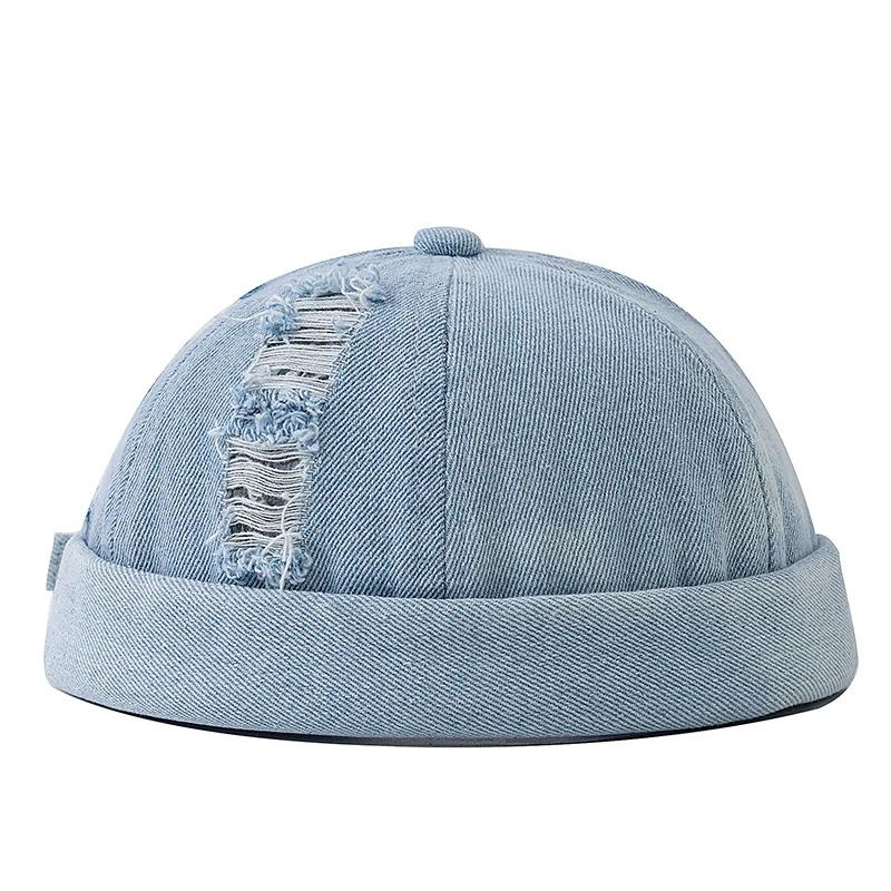 Hot Sale Broken Hole Landlord Hats Men's Street Hip-hop Hats Melon Dome Denim Cap Women's Sailor Hat Caps