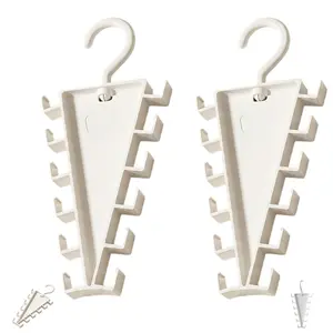 V-Shaped 12 Hook Rotatable Closet Hanging Organizer Rack, 360° Swivel Dual Side Garment Hanger for Shirts, Hats, Scarves & Accessories, Space Saving Wardrobe Storage Holder for Bedroom & Dorm