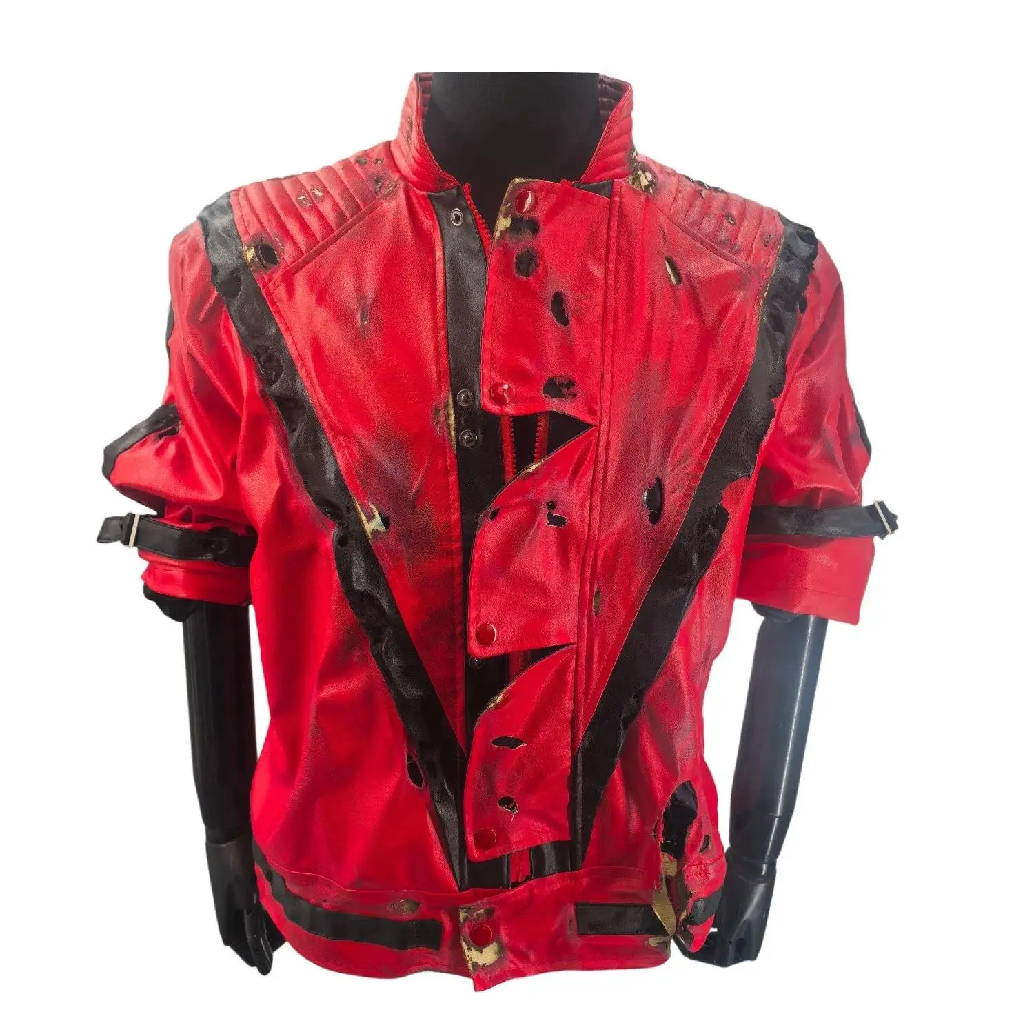 Kings Style of Michael Jackson Thilliered Broken Charred Leather Jacket Halloween Costume Christmas Zombie Dance Impersonator