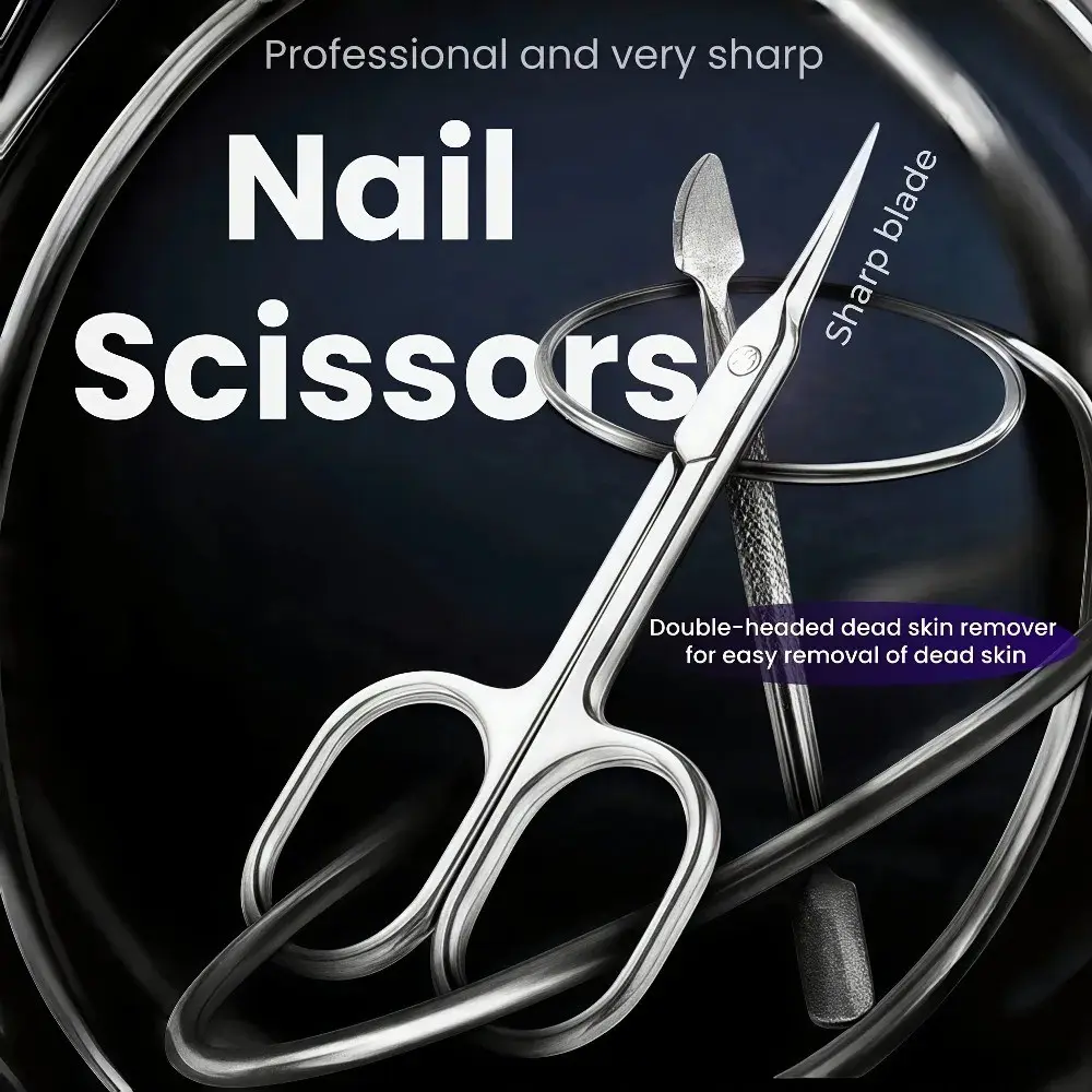 2pcs Stainless Steel Manicure Tool Set, Nail Clippers, Cuticle Scissors, Dead Skin Pushers, Precision Trimming Tools for Home Salon