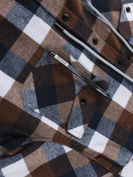 Men's Flannel Hoodie Long Sleeve Fashion Plaid Hooded Shirt Button Neckline with Pockets, Casual Winter Wear for Men