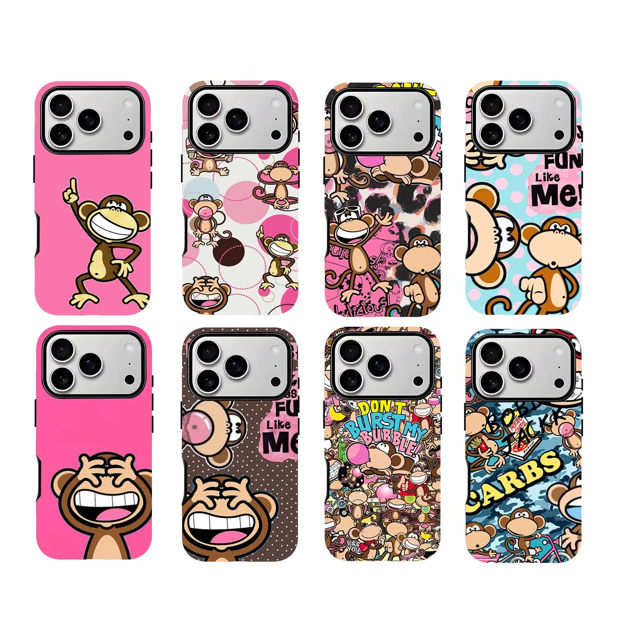 Funny Monkey Monkichi Cutest Design Phone Case Protection For IPhone 17-11, Pro Max, Pro Plus, and Samsung S26-23 Safety Case