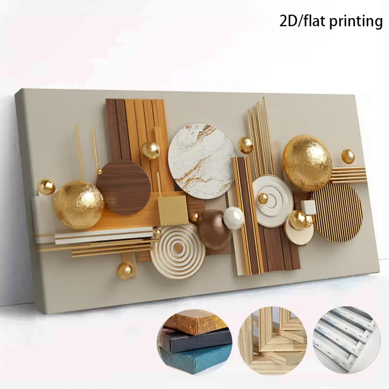 2D canvas painting, 1-piece set, measures 23* 47inch or 60cm * 120cm , framed canvas art with decorative golden geometric patterns, perfect for enhancing the decor of an office, bedroom, or living room, and makes an excellent holiday gift