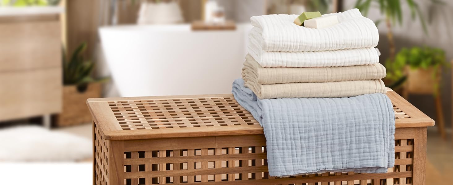 6 Layer 100% Cotton Muslin Blanket, 50"x60" Throw Muslin Blanket for Couch Bed, Lightweight and Breathable Cotton Gauze for Adult, Lavender