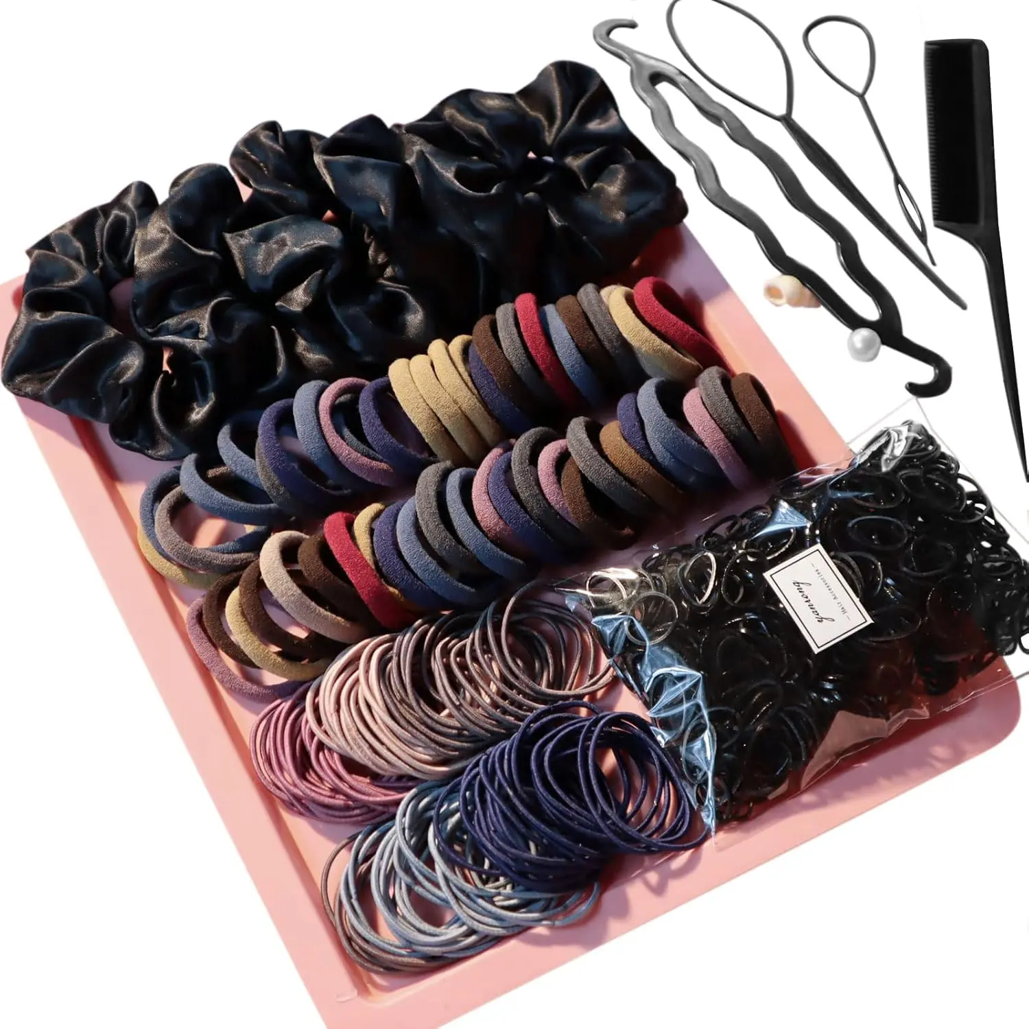 755PCS Hair Accessories for Woman Set Seamless Ponytail Holders Variety Hair Scrunchies Hair Bands Scrunchy Hair Ties For Thick and Curly (Mix)