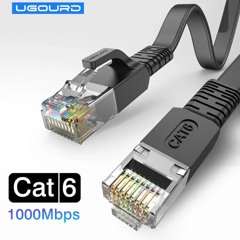 UGOURD 1000Mbps Cat6 Ethernet Cable Flat Thin RJ45 Cat 6 Internet Network Patch Cable LAN Cord Gigabit For Modem Router Xbox PS5