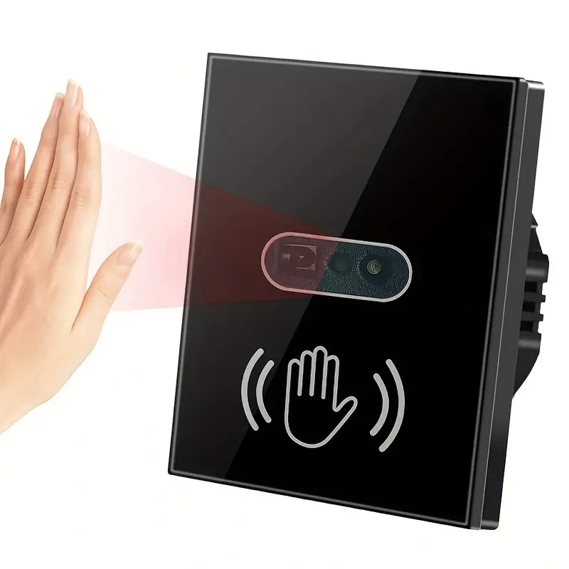 1pc Touchless Infrared IR Sensing Wall-Mount Lamps Switch, Glass Panel, 110V-220V EU/UK Electrical Power Control for Lights