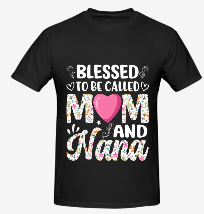 Blessed To Be Called Mom And Nana Floral Heart T-Shirt🌸 100% Cotton Mother's Day Gift for Grandma.Cute Floral Graphic Tee for Women, Soft Breathable Casual Top.Meaningful Nana Birthday Gift.New Nana Reveal