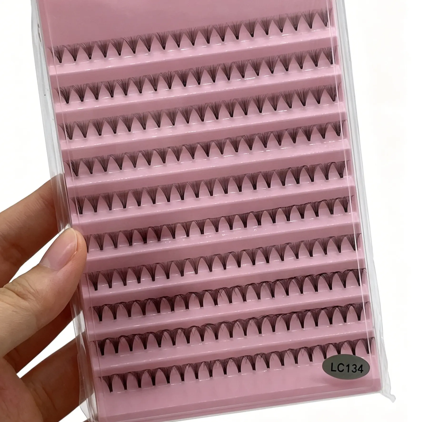 LC134 Segmented Cluster Lashes | Long & Dense Individual Thin Stem Natural Eyelashes | 10 Rows Large Capacity for Self-Application