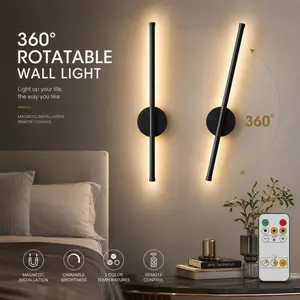 LED Wall Light Rechargeable No Installation Required, Remote Control Dimmable, 19.7 Inch Home Decor Lamp Indoor Lighting for Living Room Bedroom Office Hallway, Dimmable Wall Sconce
