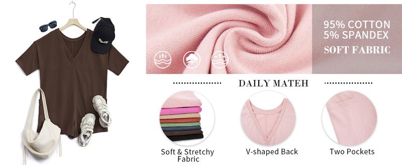 Imily BelaRompers for Women 2026 Summer Athletic Oversized Romper Short Sleeve Jumpsuit with Pockets