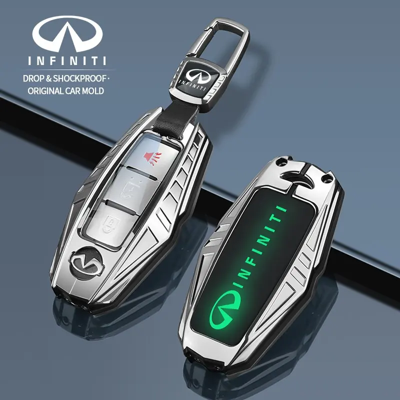 Anti-Impact Zinc Alloy Leather Key Shell accesorios para llavero cubierta de control remoto,For Infiniti Q50L Q60 Q70L QX50 QX60 QX70 Modern Mecha Design Key Fob Protector,Sturdy Protective Accessory Suitable For Various Car Key Gadgets, Car Key Cover