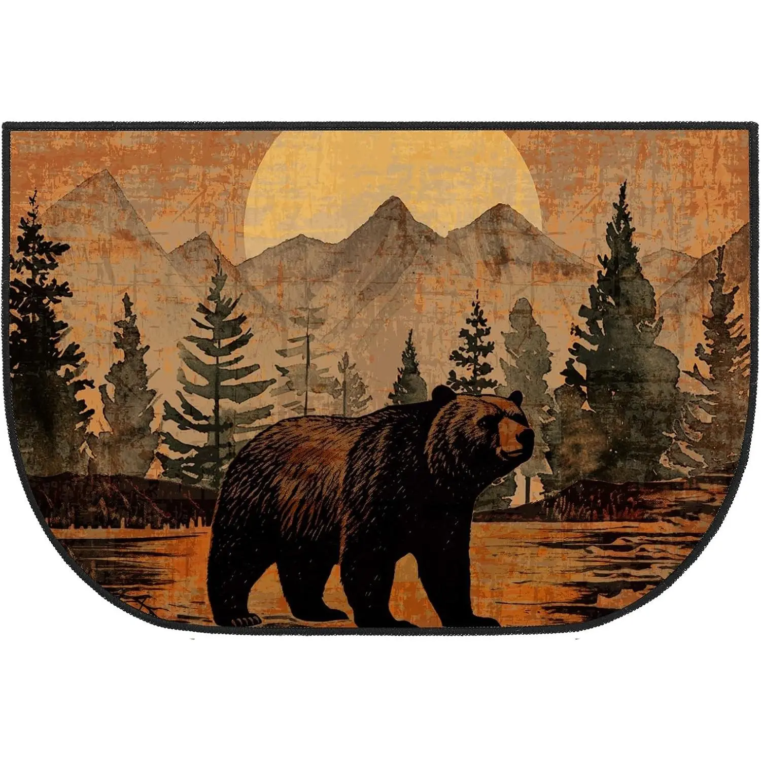 Fireplace Hearth Rug Fireplace Mats Cabin Southwestern Fireproof Fire Resistant Rug for Wood Stove Floor for Kitchen Indoor Outdoor(Bear,27 x 48 Inch)