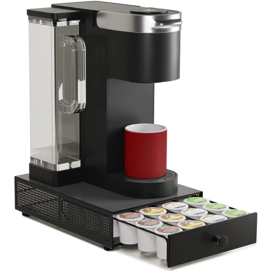 K Cup Organization Storage Drawer Maker K Cup Holder Coffee Pod Organizer Stand Tray Counter Rack Countertop Maker Stand Capsules Compatible with Keurig Accessories Holds 24 Pods