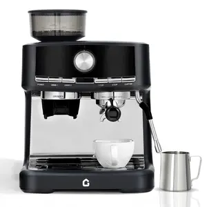 20 Bar Espresso Machine w/Grinder - Stainless Steel. 1.5L Removable Tank, Milk Frother. Adjustable Shots, Perfect for Home/Office Latte/Cappuccino