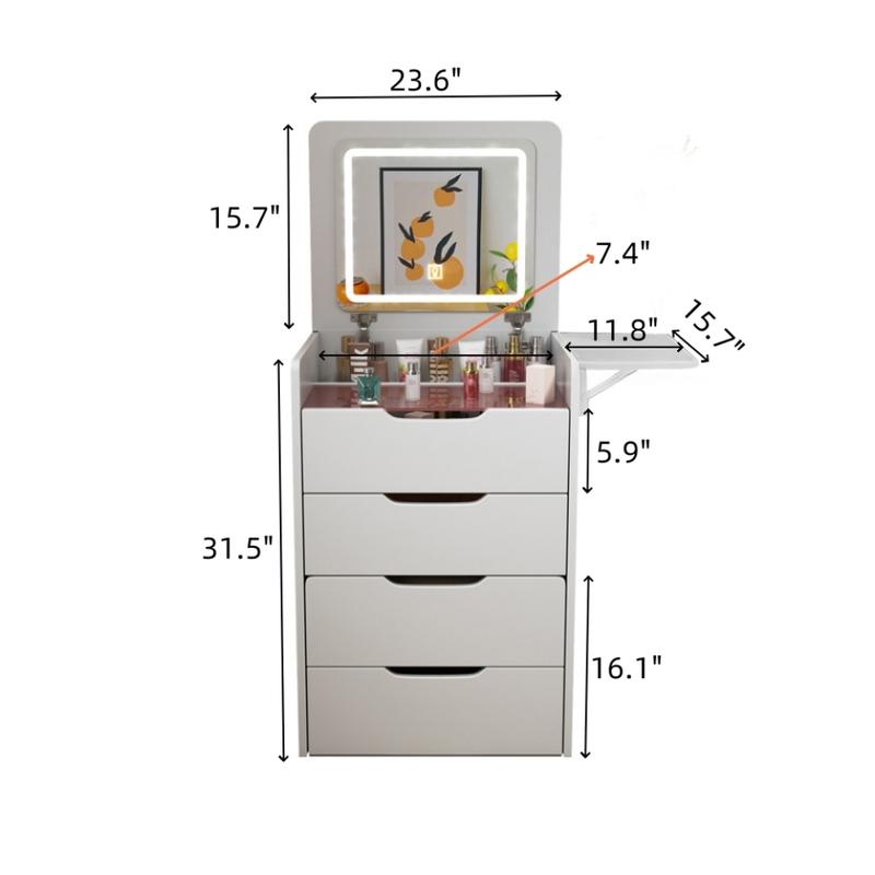 3 in 1 Vanity Desk with Plip Top Mirror, Small Make Up Vanity Set with Visible Glass Desktop, Compact Makeup Vanity with 3 Drawers, Cushioned Tool, Dressing Table for Bedroom 3 in 1 Vanity Desk with Plip Top Mirror, Small Make Up Vanity Set with Visible Glass Desktop, Compact Makeup Vanity with 3 Drawers, Cushioned Tool, Dressing Table for Bedroom