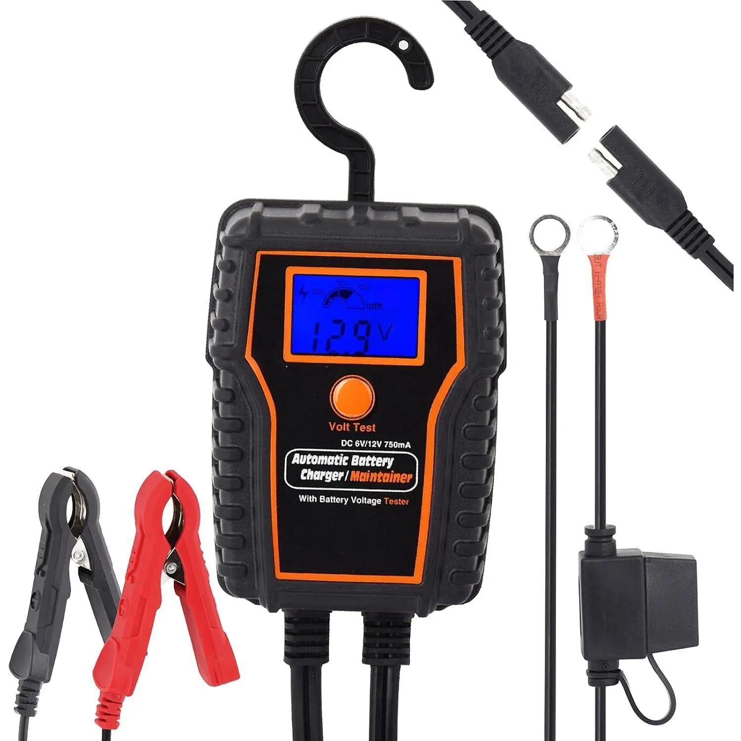 Automotic  Trickle Charger Maintainer 12  750mA  Float Charger Maintainer with LCD Float  for  ATV Lawn Mower  Boat