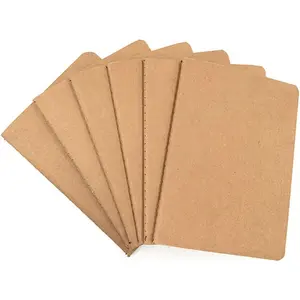 Pocket Notebook 6 pack Brown Softcover Thread-bound Small Notebook Journal Diary Memo NotePad,A6 Size(4"X5.5"),30 sheets(Blank Pages)