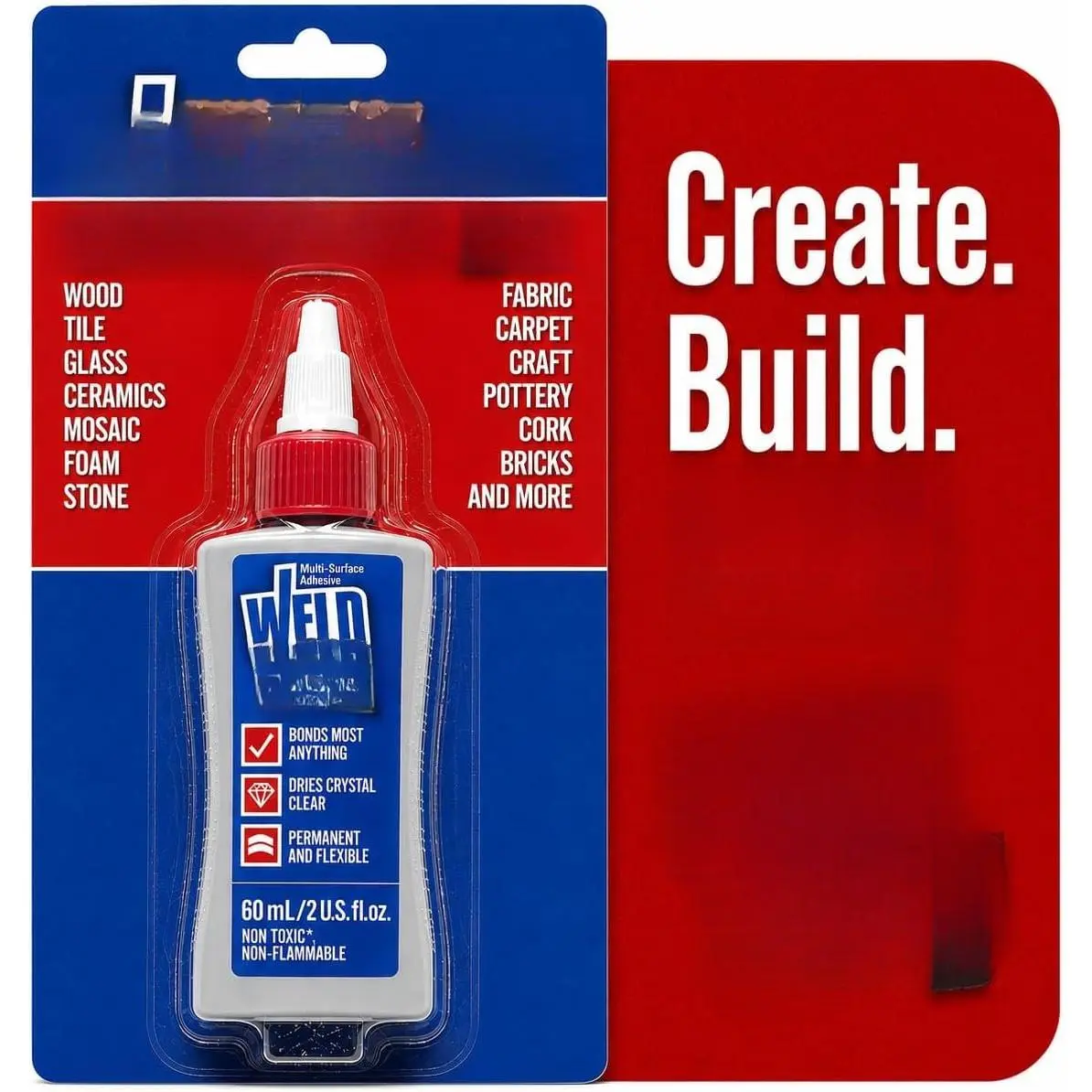 Glue 60 ml / 2 fl.oz Adhesive  Glue for Woodworking or Craft Ceramic Mosaic Glass Tile Styrofoam Fabric and Any Porous Surfaces. Dries  Clear, No Fumes Non-Flammable PVA
