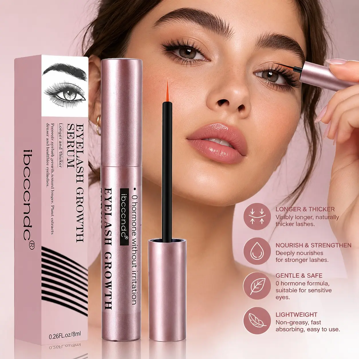 Eyelash growth serum, Lash Serum For Eyelash Growth, Eyelash enhancing serum, thickening and lengthening eyelash and eyebrow serum, makes eyelashes longer, thicker, and fuller, women's eye makeup care product