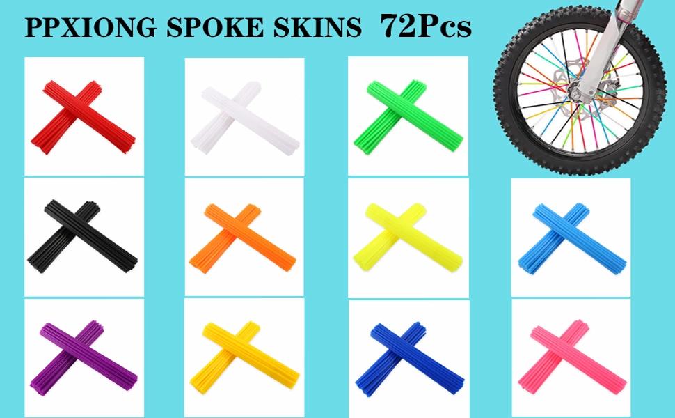 Spoke Skins Spoke Covers: 8-21 inch Rims Protector & Decoration for Dirt Bike | Bike | Bicycle | Wheelchair | Motorcycle - 72Pcs