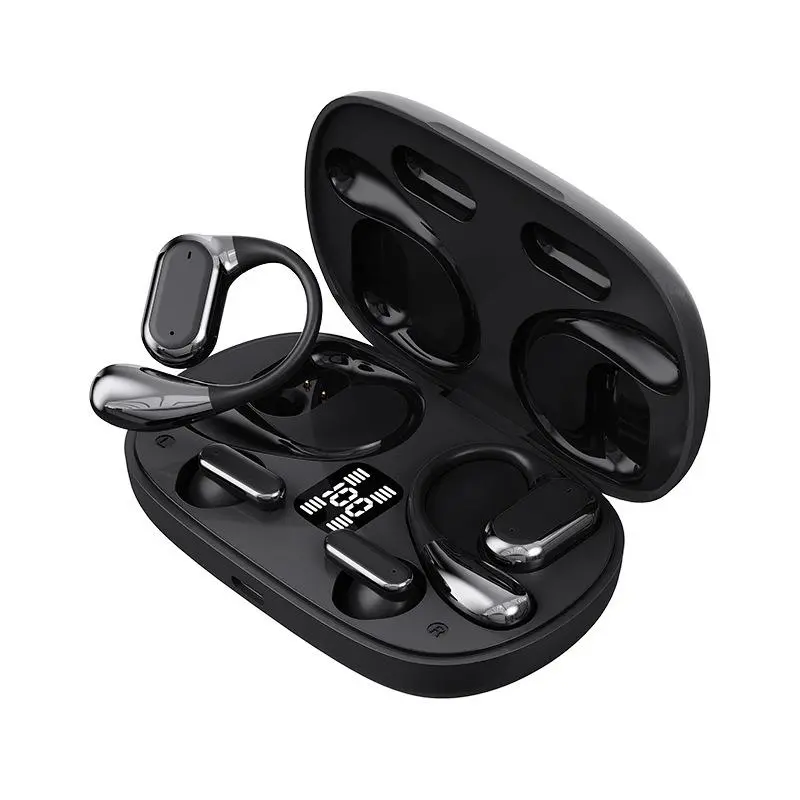 2-in-1 Wireless Earbuds, Bluetooth TWS In-Ear Headphones with Detachable Sport Earhooks, Smart LED Power Display, Magnetic Charging Case, Noise Cancelling Earphones for Couples, Sleep, Workout, Phone