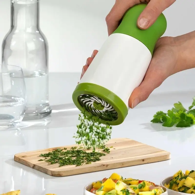 Cilantro Chopper, Manual Fresh Herb Mincer & Stainless Steel Grinder