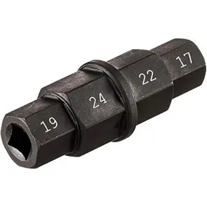 Hex Axle Wrench, 4 Metric Hex Sizes, 17mm, 19mm, 22mm, 24mm, Black, Heat-Treated